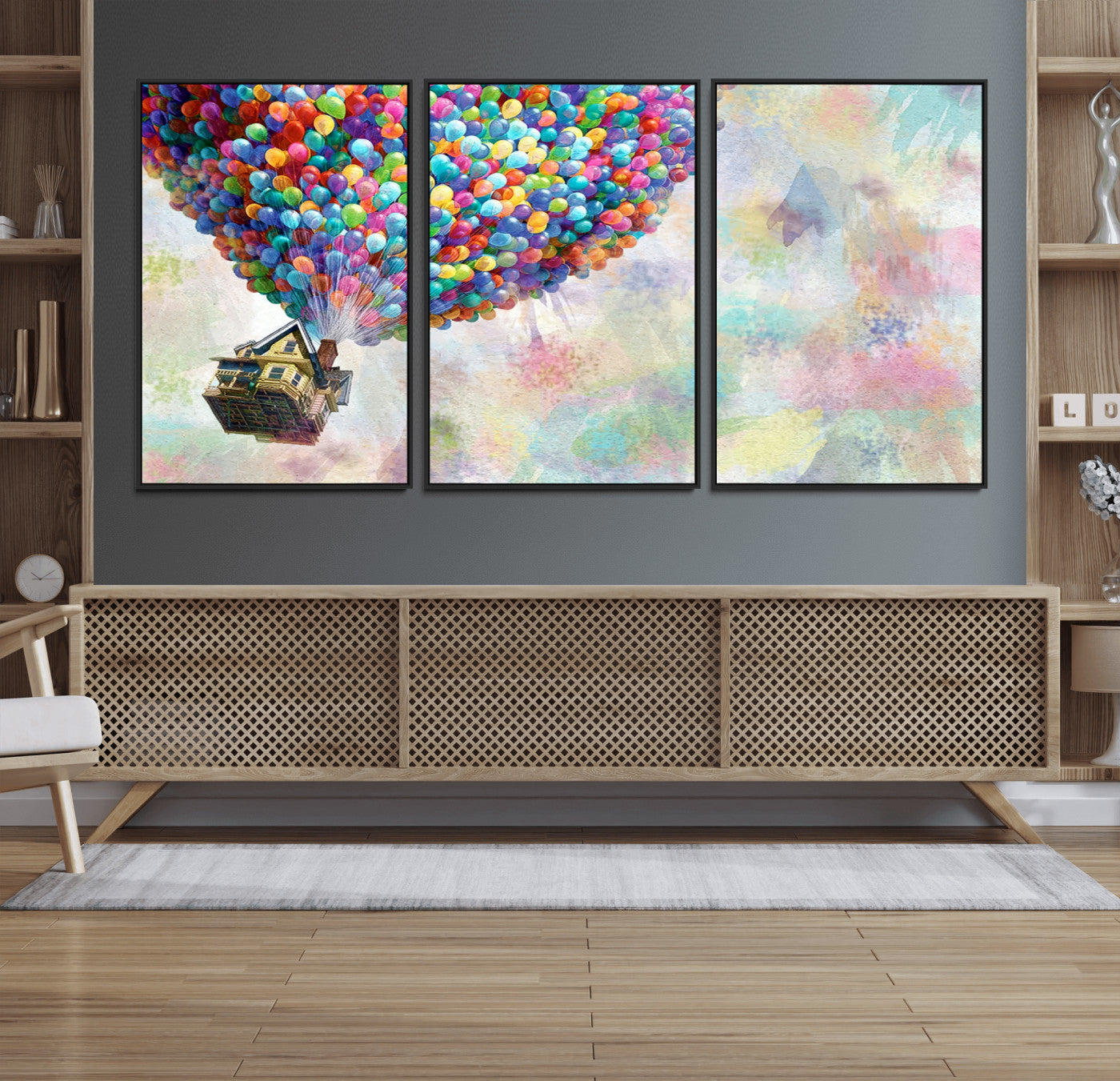 MGV-FC-60X30-3P - Up Pixar Poster, Look Up Pixar Wall Art, Up Pixar Canvas, Kids Play Game Room Decor Wall Art