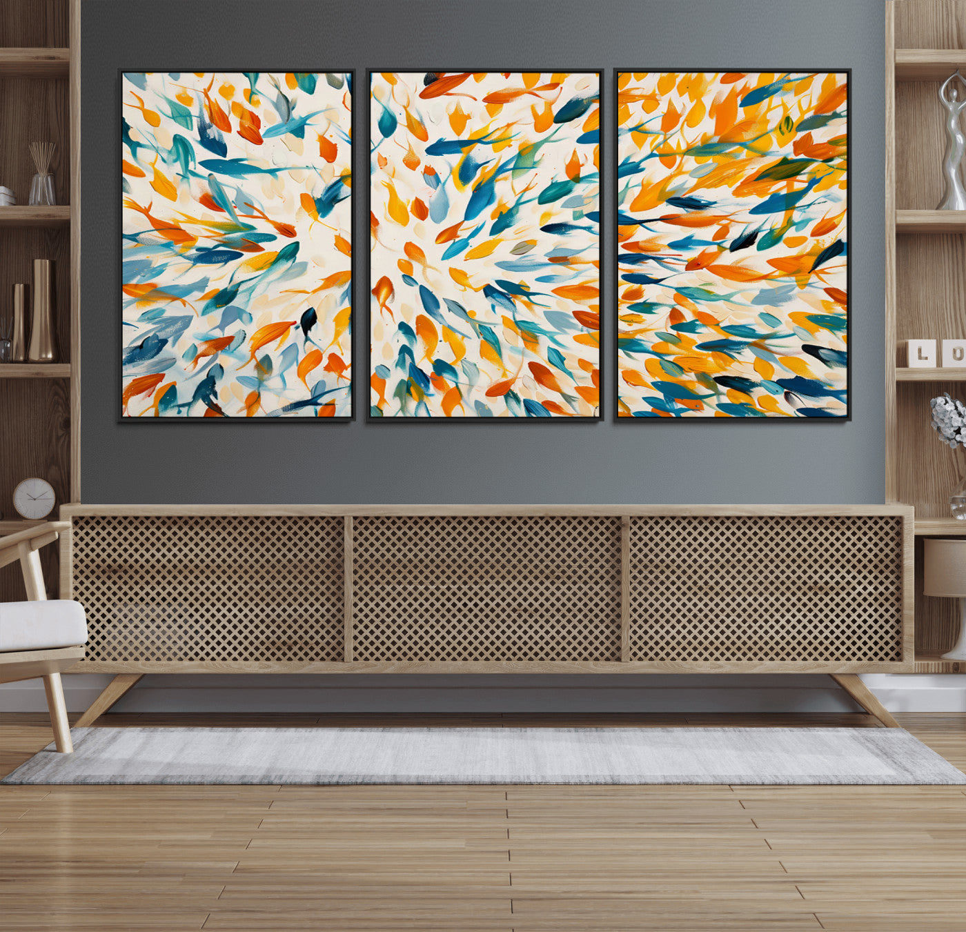 59969-MGV-FC-60X30-3P_Black-Colorful Fish Wall Art Print – Abstract Ocean-Inspired Wall Art for Modern Spaces | Framed Canvas,