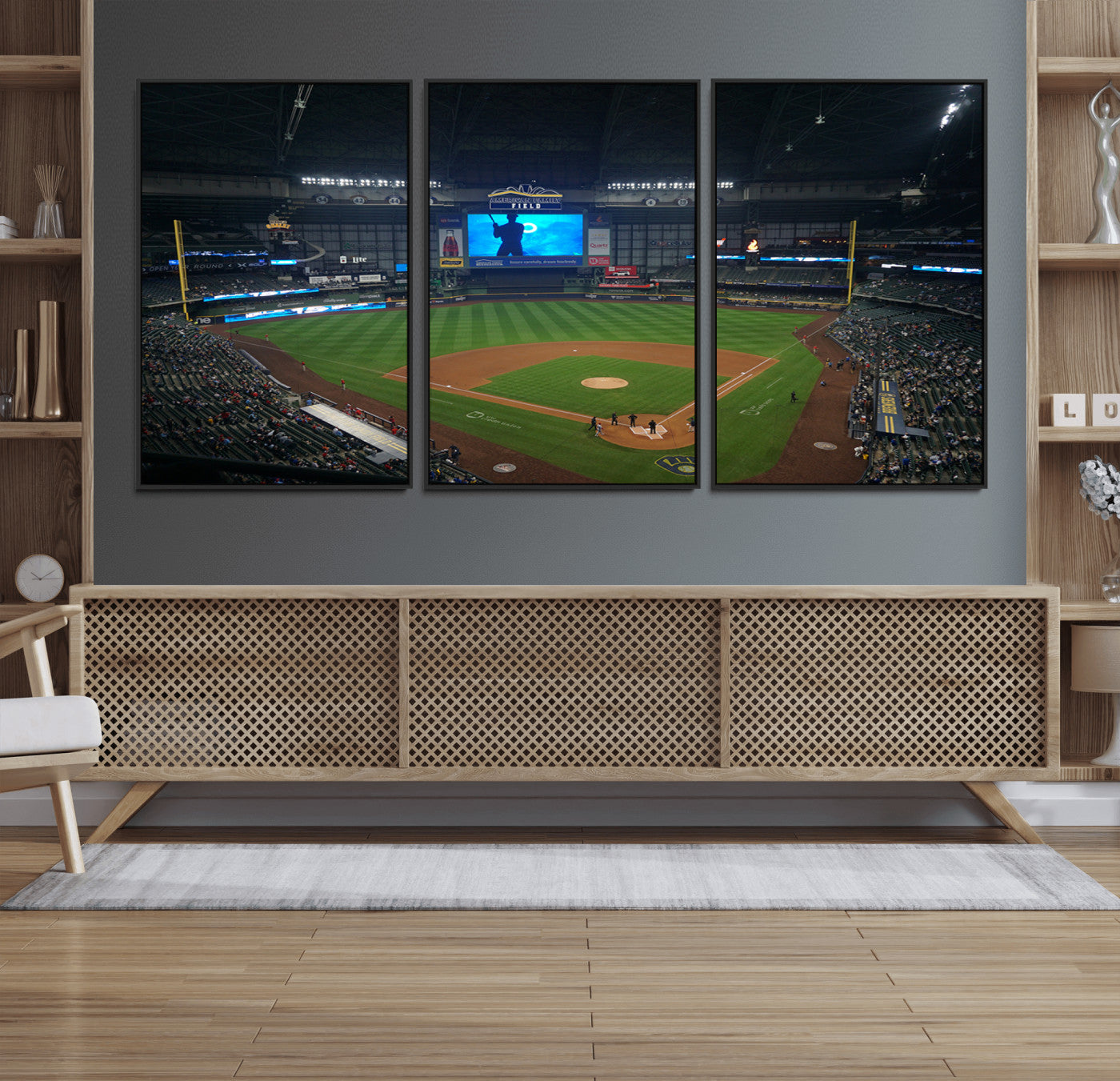 86084-MGV-CV-36X24-Milwaukee Brewers Baseball Art Print - American Family Field Stadium Wall Art Canvas Print