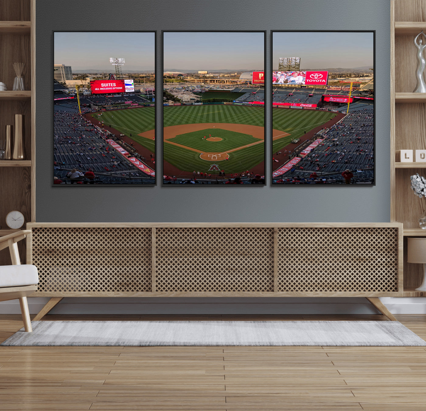 MGV-FC-60X30-3P - Los Angeles Angels Baseball Canvas Print - Anaheim Angel Stadium Wall Art Canvas Print