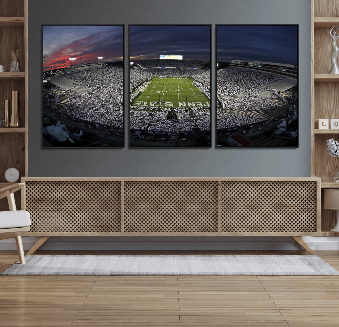 59877-MGV-FC-60X30-3P_Black-Penn State University Nittany Lions Football Team Print - University Park Beaver Stadium Wall Art