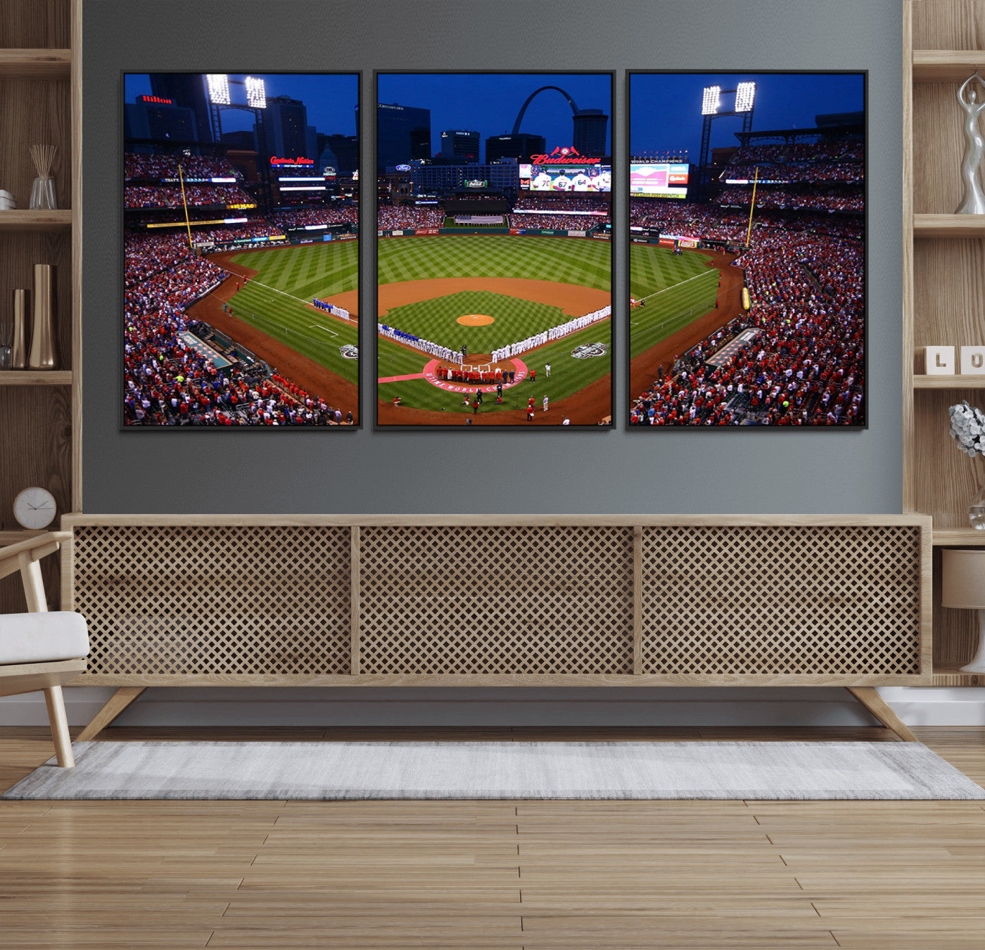 11925-MGV-FC-60X30-3P_Black-St. Louis Cardinals Baseball Team Print - Busch Stadium Wall Art Canvas Print
