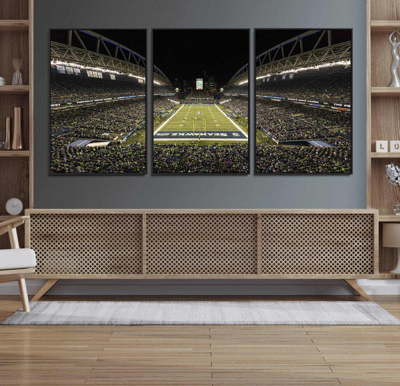 MGV-FC-60X30-3P - Seattle Seahawks Football Team Print Wall Art - Seattle Century Link Field Stadium Wall Art Canvas