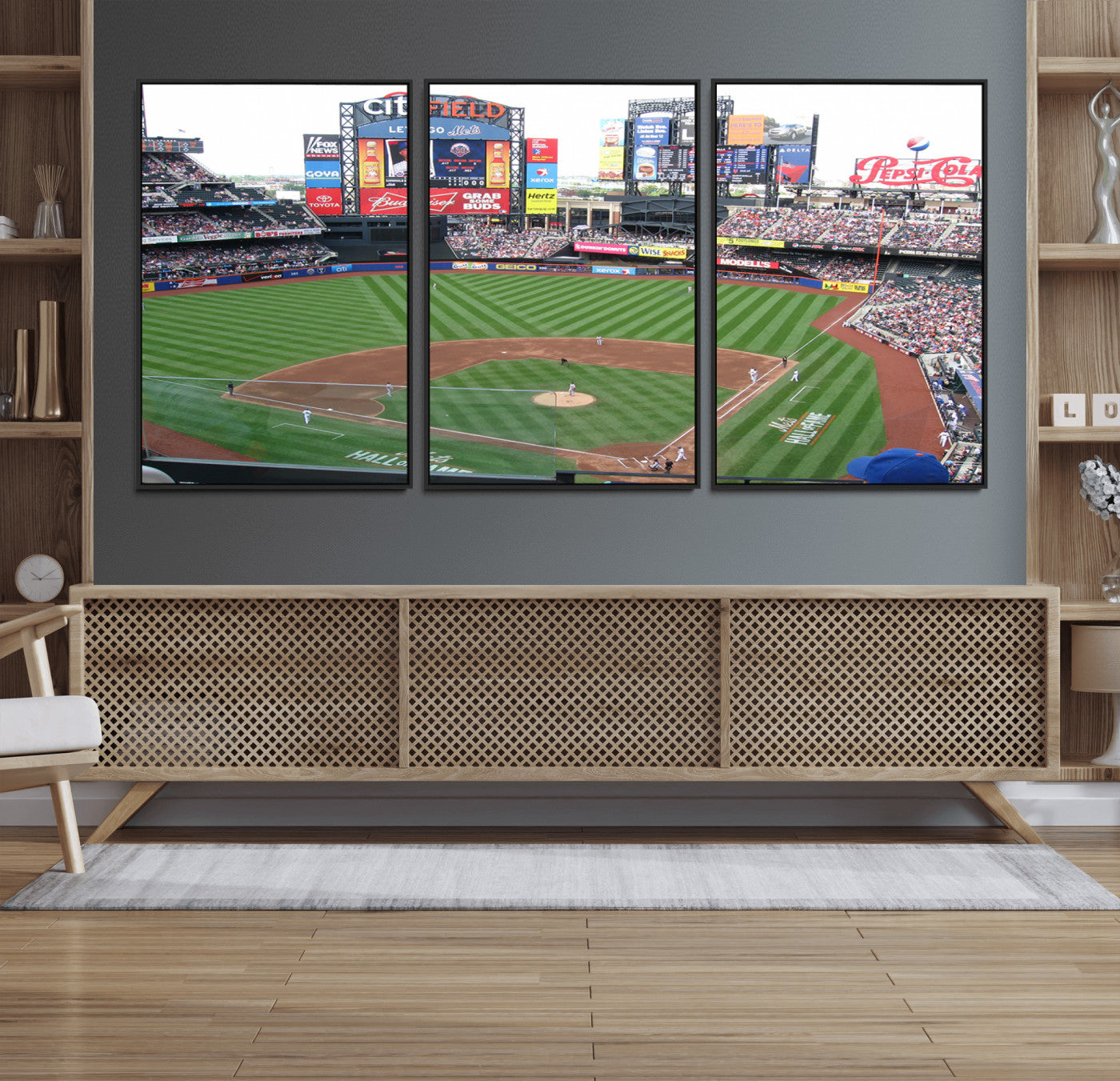 64829-MGV-FC-60X30-3P_Black-New York Mets Baseball Team Print - Citi Field Baseball Stadium Wall Art Canvas Print