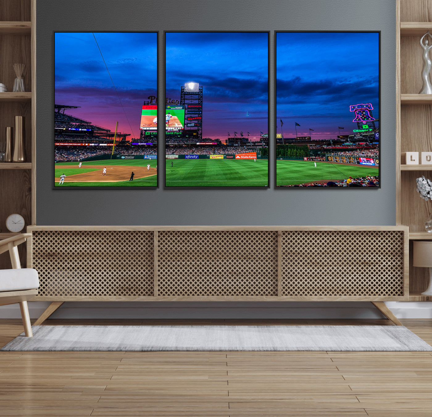 MGV-FC-60X30-3P - Philadelphia Phillies Baseball Team Print - Philadelphia Citizens Bank Park Stadium Canvas Wall Art