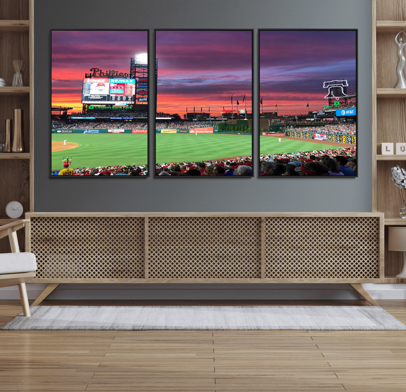 MGV-FC-60X30-3P - Philadelphia Phillies Baseball Team Print - Philadelphia Citizens Bank Park Stadium Wall Art Canvas