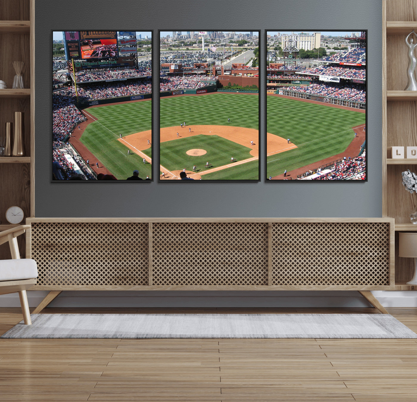 85755-MGV-FC-60X30-3P_Black-Philadelphia Phillies Baseball Team Print - Philadelphia Citizens Bank Park Stadium Wall Art Canvas