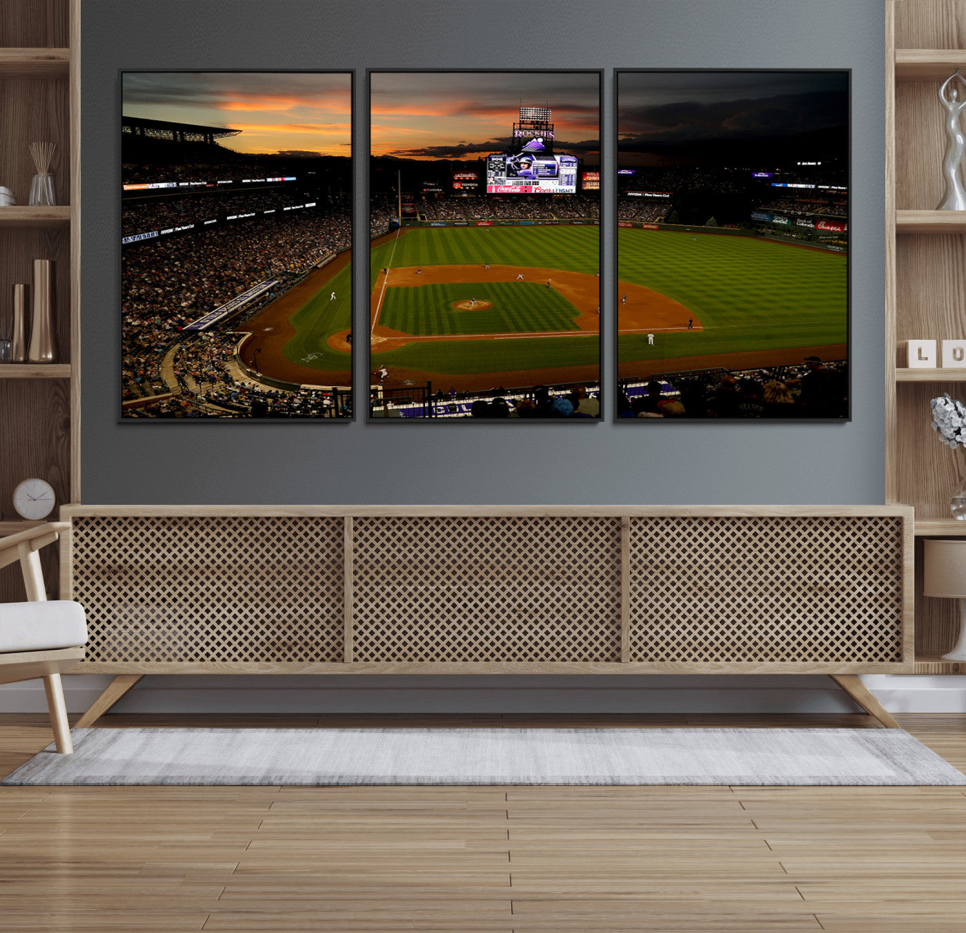57060-MGV-FC-60X30-3P_Black-Colorado Rockies Coors Field Wall Art Canvas Print - MLB Baseball Stadium