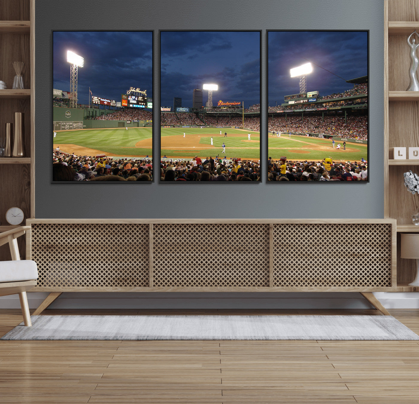 85099-MGV-FC-60X30-3P_Black-Boston Red Sox Baseball Team Print Canvas - Massachusetts Fenway Park Stadium Wall Art Canvas Print