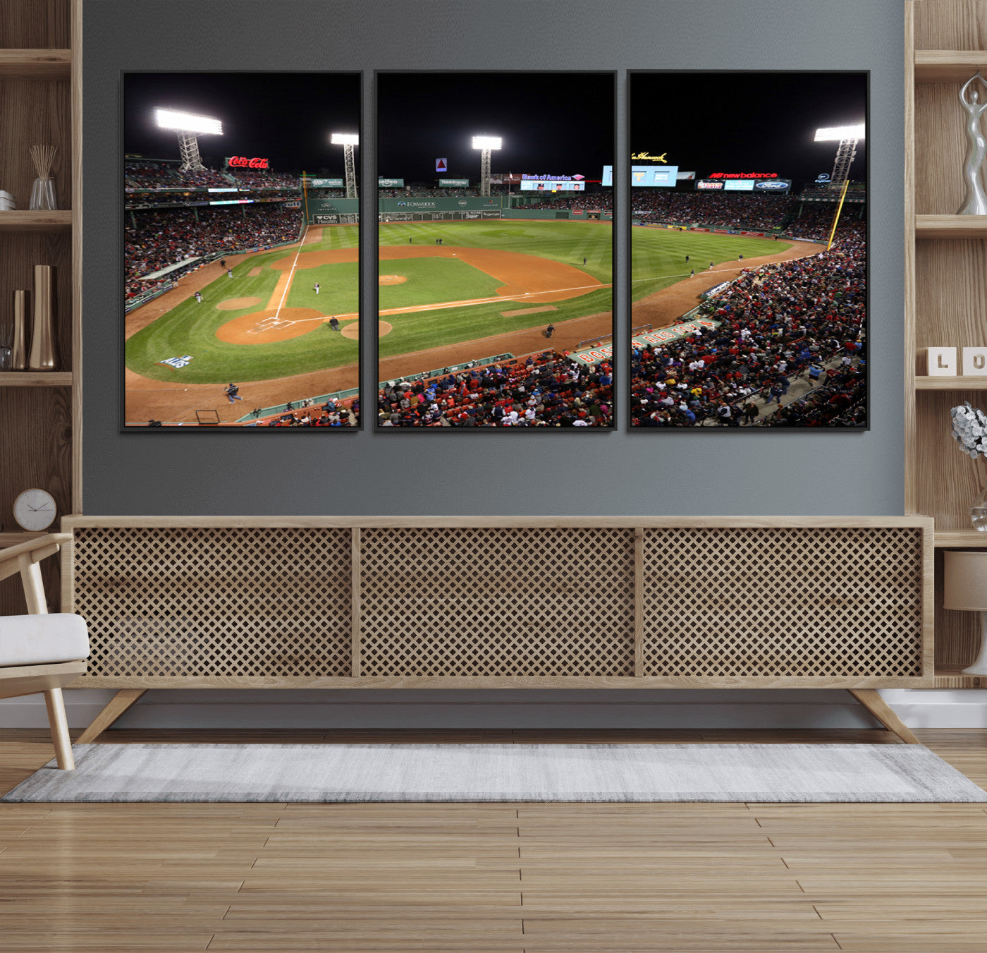 MGV-FC-60X30-3P - Boston Red Sox Baseball Team Print - Massachusetts Fenway Park Stadium Wall Art Canvas Print
