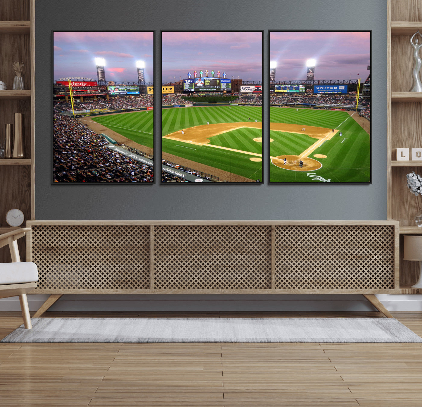 MGV-FC-60X30-3P - Chicago White Sox Baseball Team Print Canvas- Guaranteed Rate Field Stadium Wall Art Canvas Print