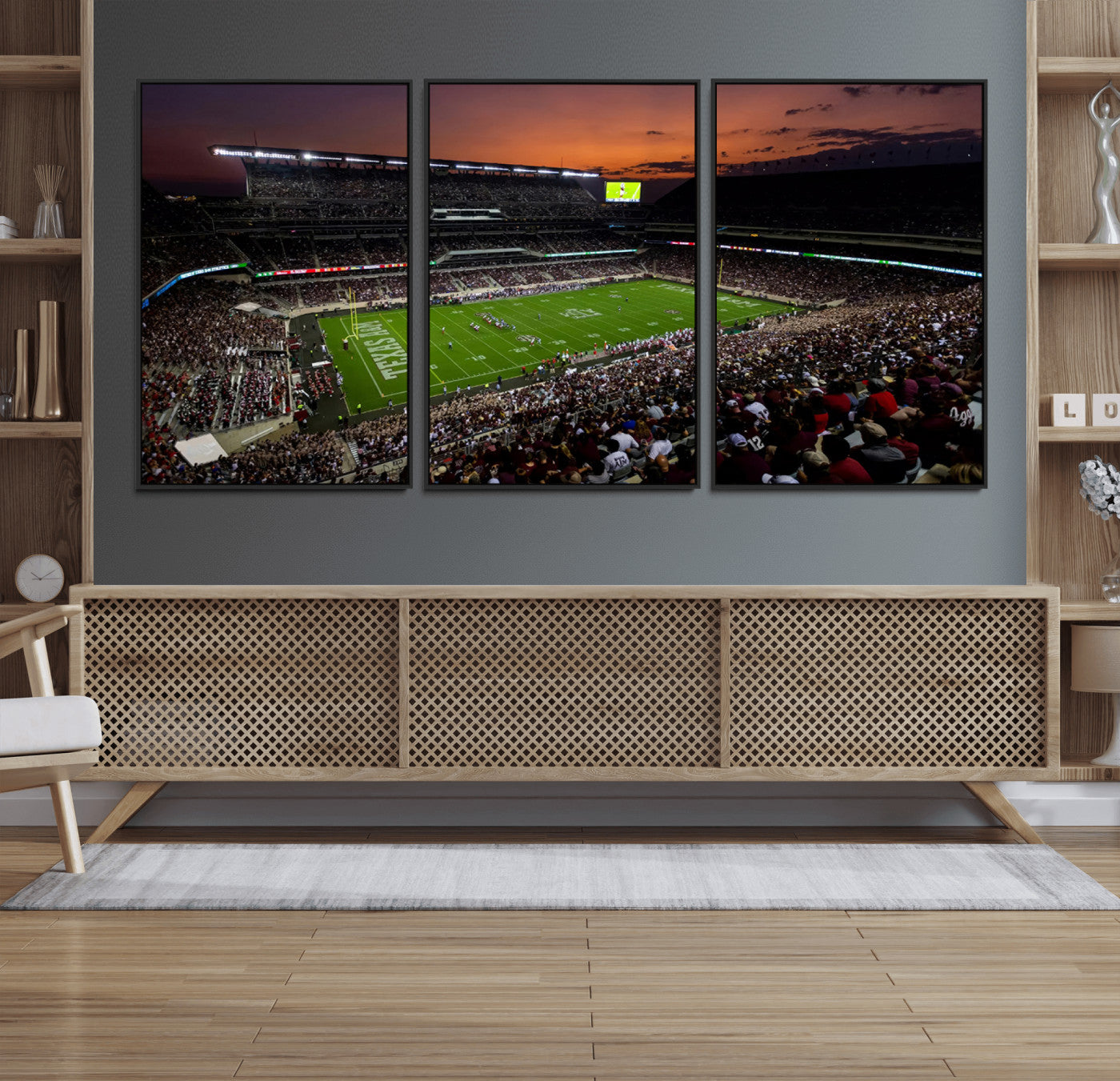 45603-MGV-FC-60X30-3P_Black-Texas A&M Aggies Football Team Print - College Station Kyle Field Stadium Wall Art Canvas Print