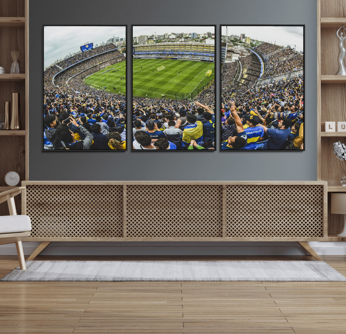 63839-MGV-FC-60X30-3P_Black-Boca Juniors Soccer Team Print Wall Art - Buenos Aires Bombonera Stadium Canvas Print