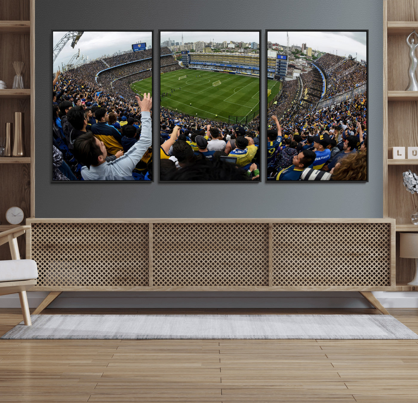 23173-MGV-FC-60X30-3P_Black-Boca Juniors Soccer Team Print - Buenos Aires Bombonera Stadium Wall Art Canvas Print