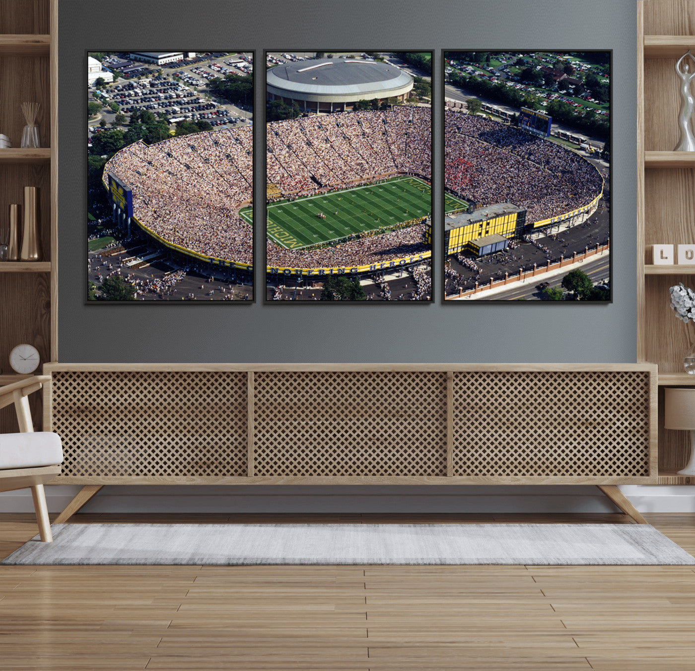 27314-MGV-FC-60X30-3P_Black-Michigan Wolverines Football Team Print - Ann Arbor Michigan Stadium Print, Michigan Wolverines
