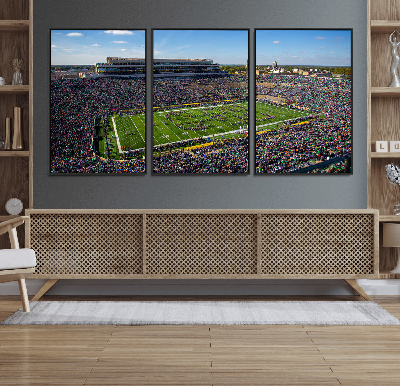 50114-MGV-FC-60X30-3P_Black-Notre Dame Fighting Irish Football Team Print - Notre Dame Stadium Wall Art Canvas Print