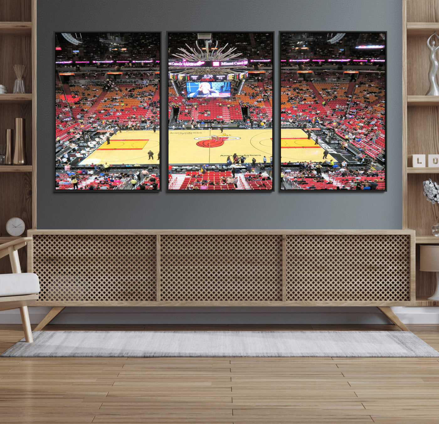 44024-MGV-FC-60X30-3P_Black-Miami Heat Basketball Team Print Wall Art- Kaseya Center Stadium Wall Art Canvas Print