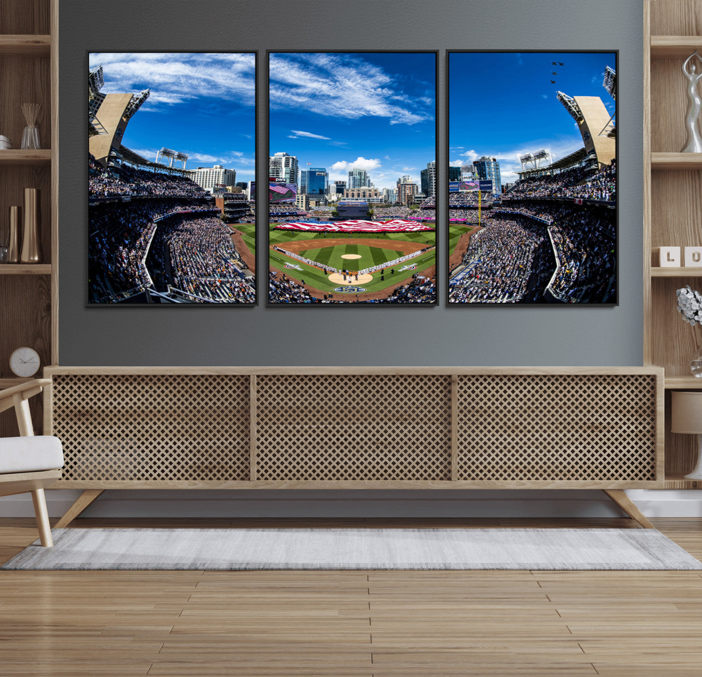 52297-MGV-FC-60X30-3P_Black-San Diego Padres Baseball Team Print - Petco Park Stadium Wall Art Canvas Print