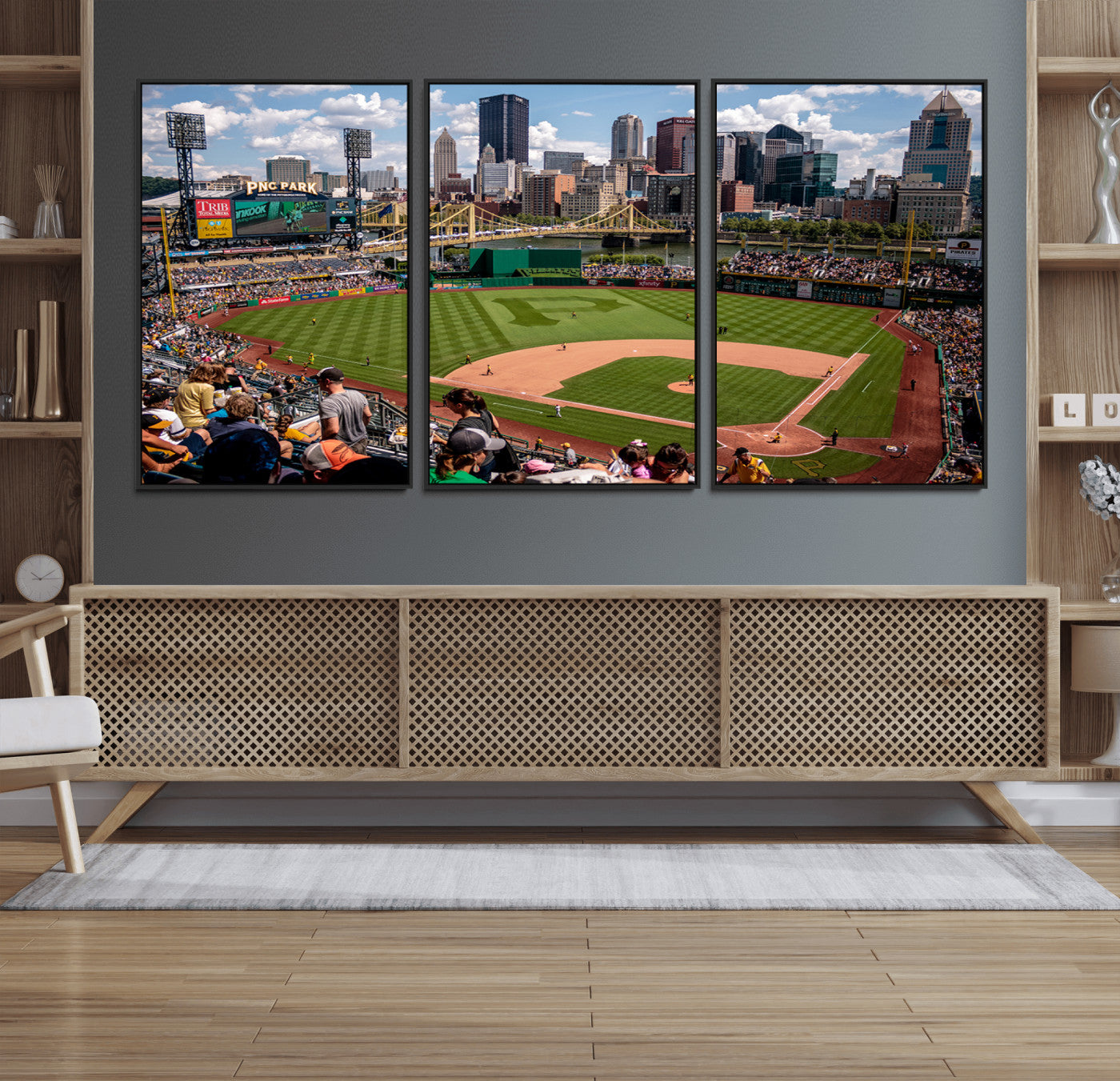 MGV-FC-60X30-3P - Pittsburgh Pirates Baseball Team Print - PNC Park Stadium Wall Art Canvas Print - Ready to Hang