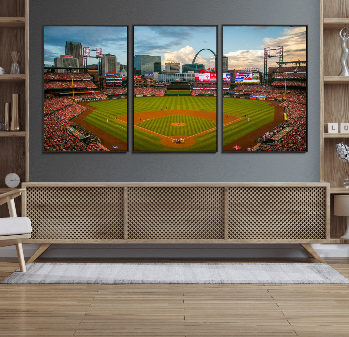 34054-MGV-FC-60X30-3P_Black-St. Louis Cardinals Baseball Team Print - Busch Stadium Wall Art Canvas Print