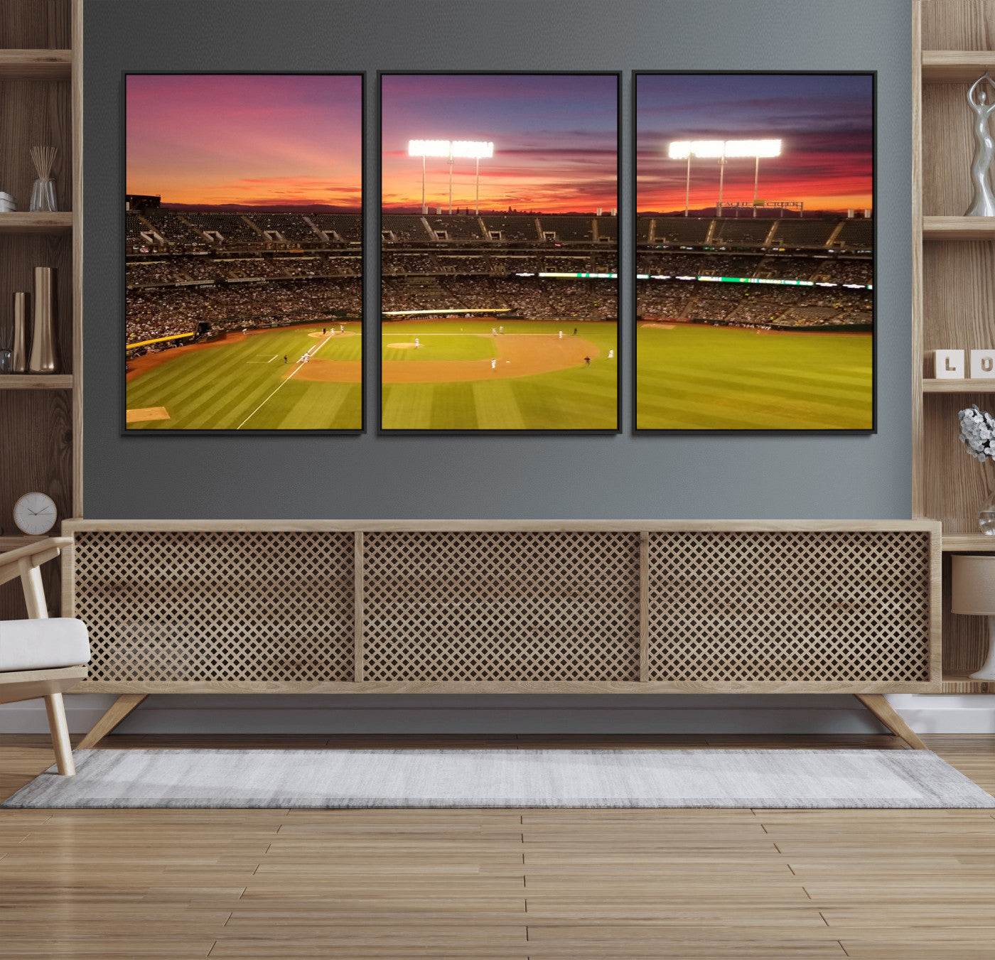 73718-MGV-FC-60X30-3P_Black-Oakland Athletics Baseball Team Print - Oakland Coliseum Stadium Wall Art Canvas Print