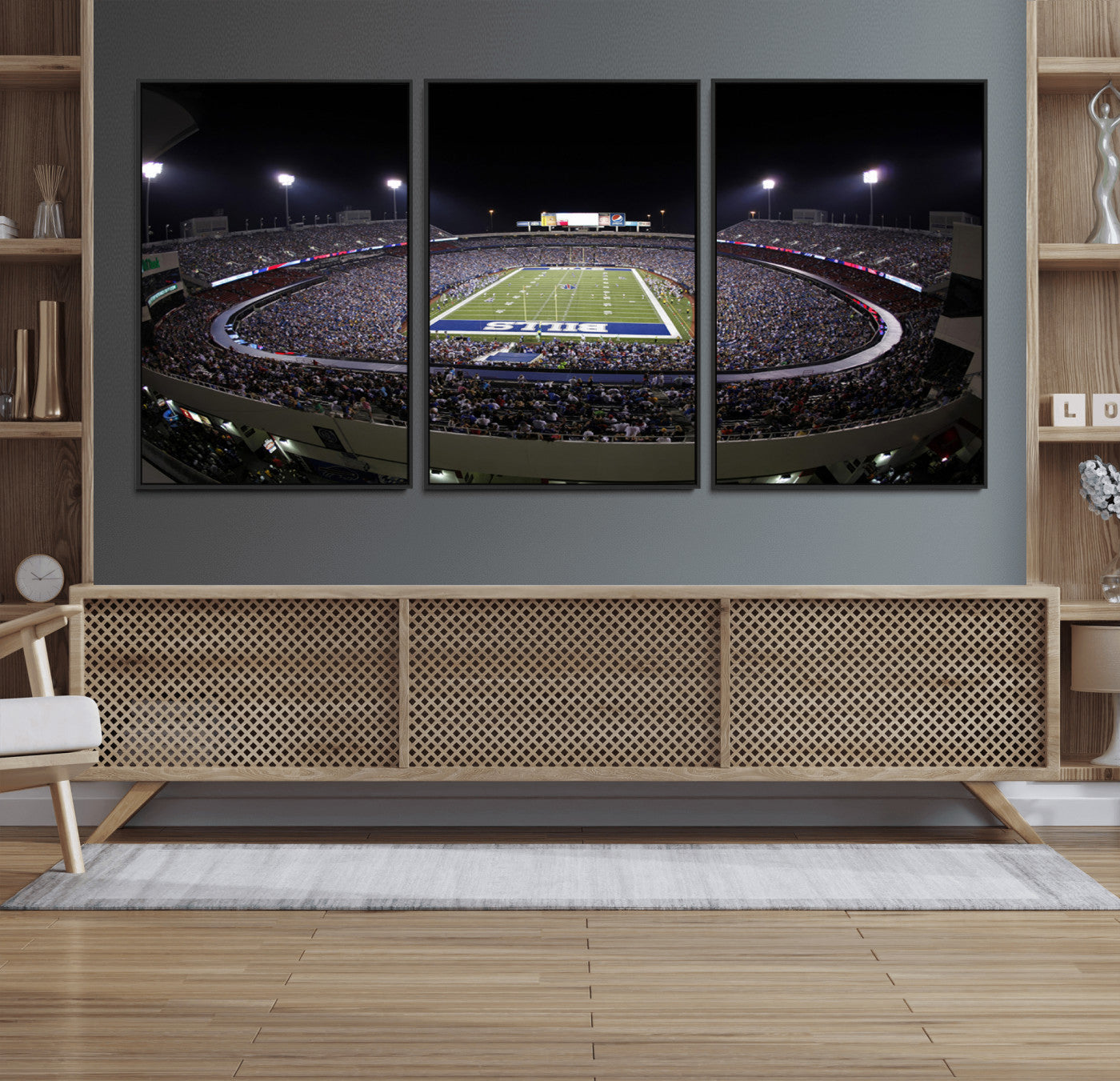 98546-MGV-FC-60X30-3P_Black-Buffalo Bills NFL Football Team Print - Buffalo Highmark Stadium Wall Art Canvas Print