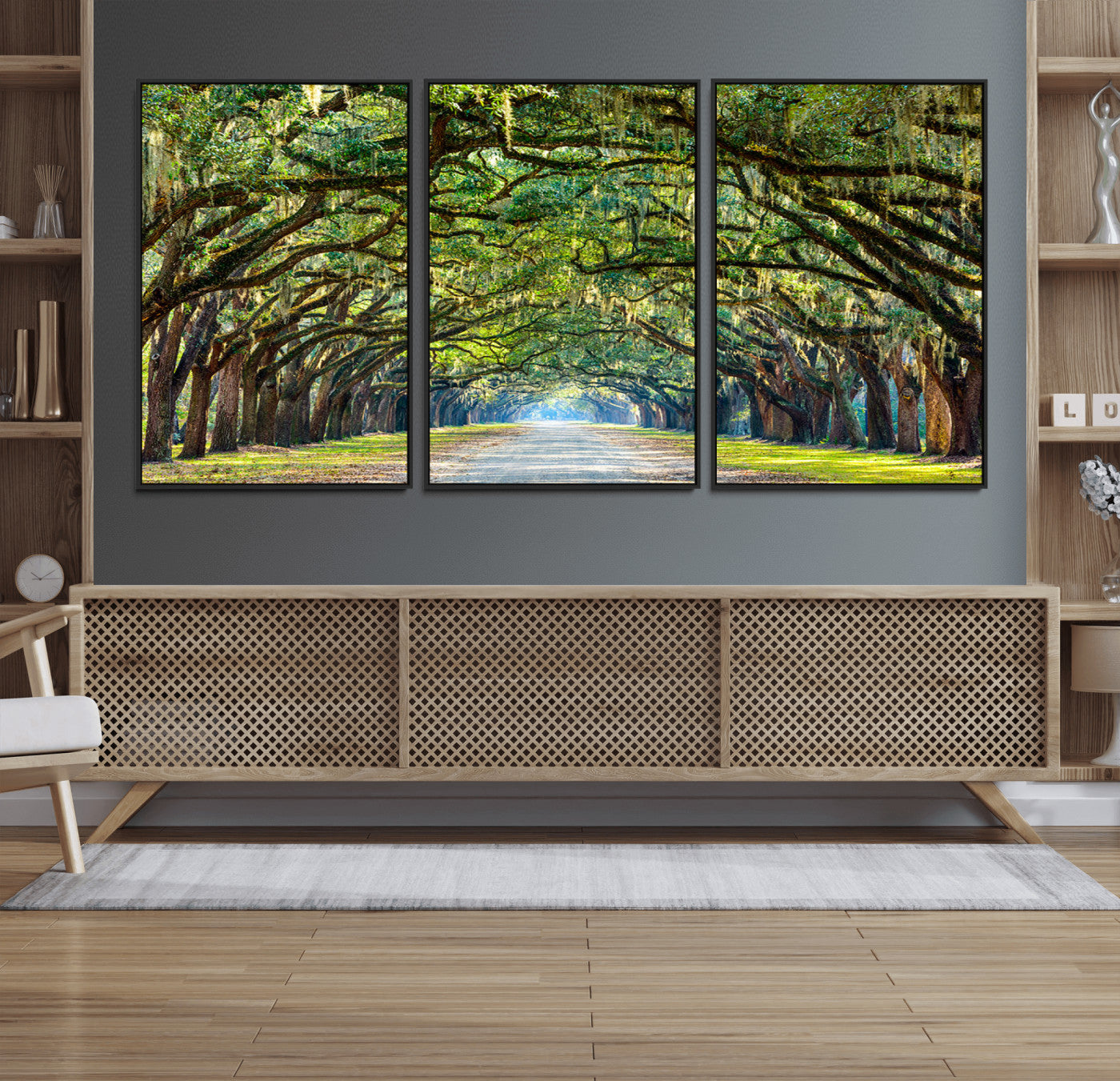45881-MGV-FC-60X30-3P_Black-Wormsloe State Plantation Driveway Wall Art Canvas Print