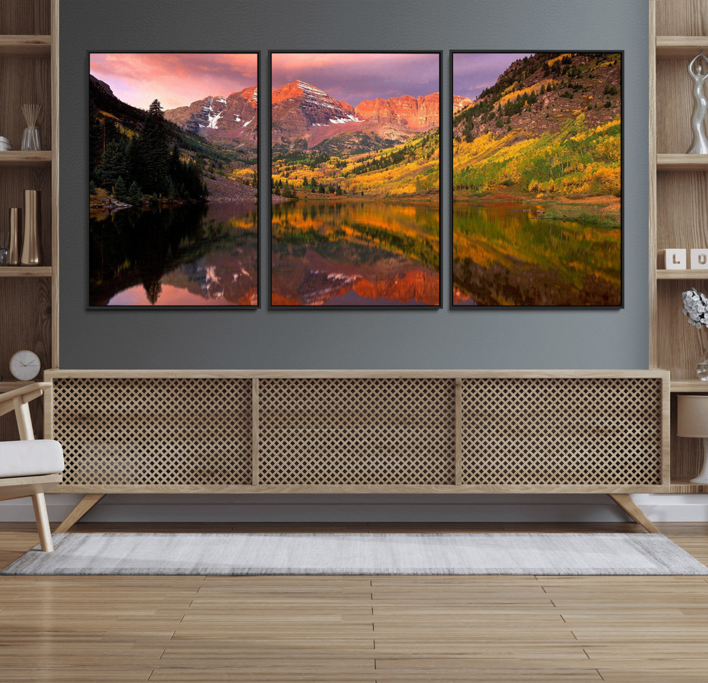 MGV-FC-60X30-3P - Colorado Rockies Mountain Sunset Wall Art | Ready to Hang and Framed | Scenic Nature Landscape