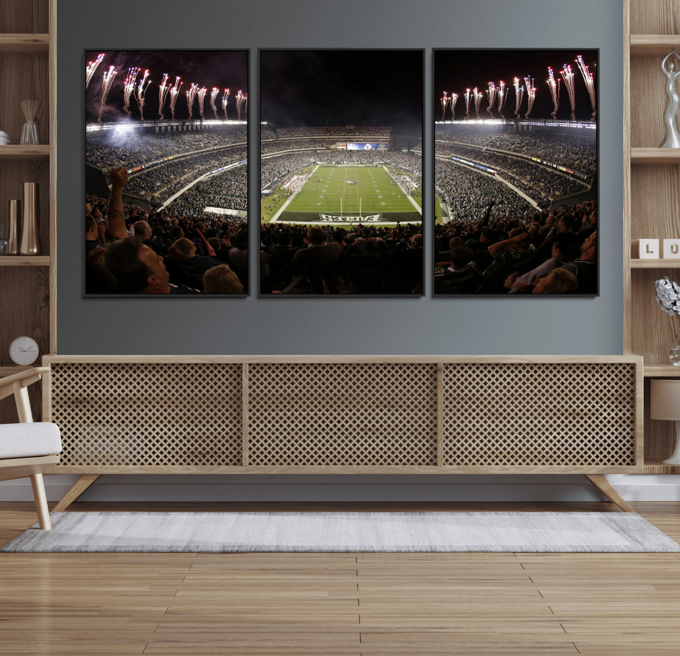 70773-MGV-FC-60X30-3P_Black-Eagles Field Stadium Wall Art - Philadelphia Eagles Football Team Print - Philadelphia Lincoln