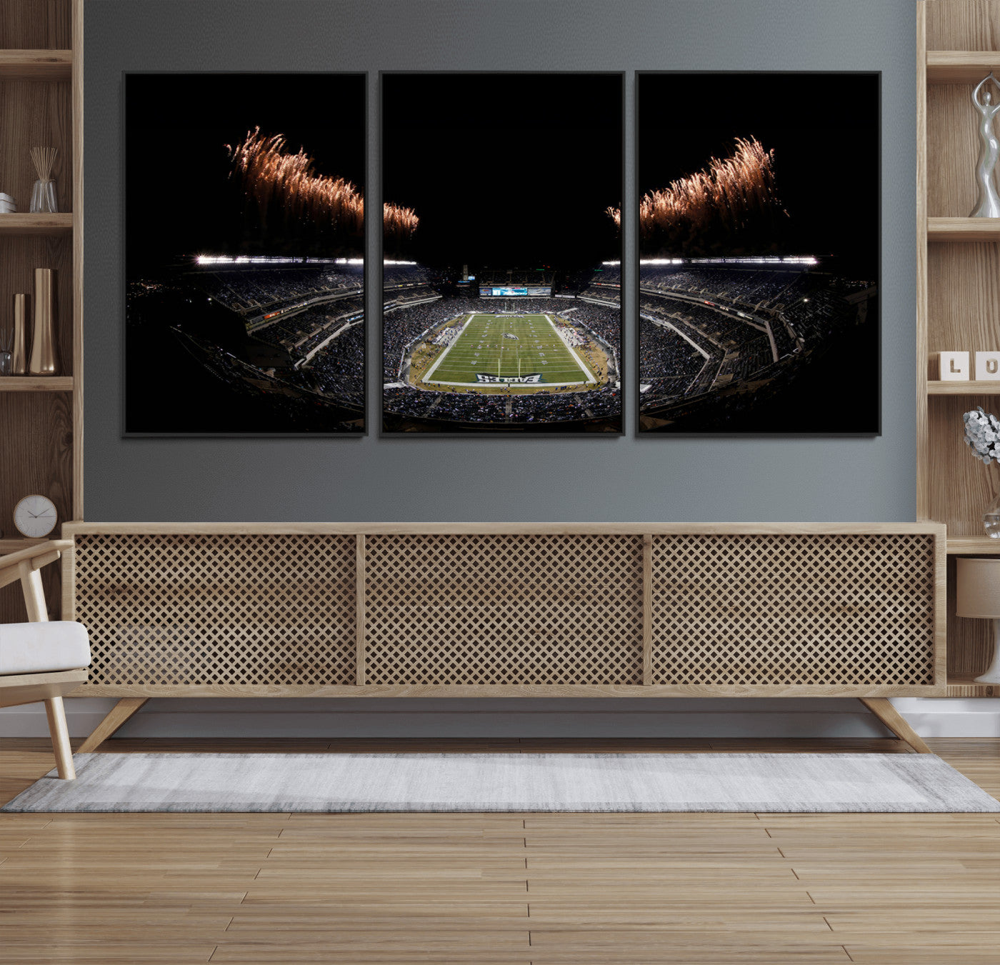 89680-MGV-FC-60X30-3P_Black-Eagles Field Stadium Wall Art | Philadelphia Eagles Football Team Print - Philadelphia Lincoln