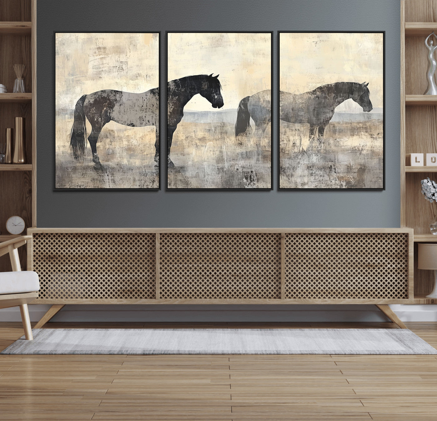 81988-MGV-FC-60X30-3P_Black-Vintage Horses Wall Art Canvas Print