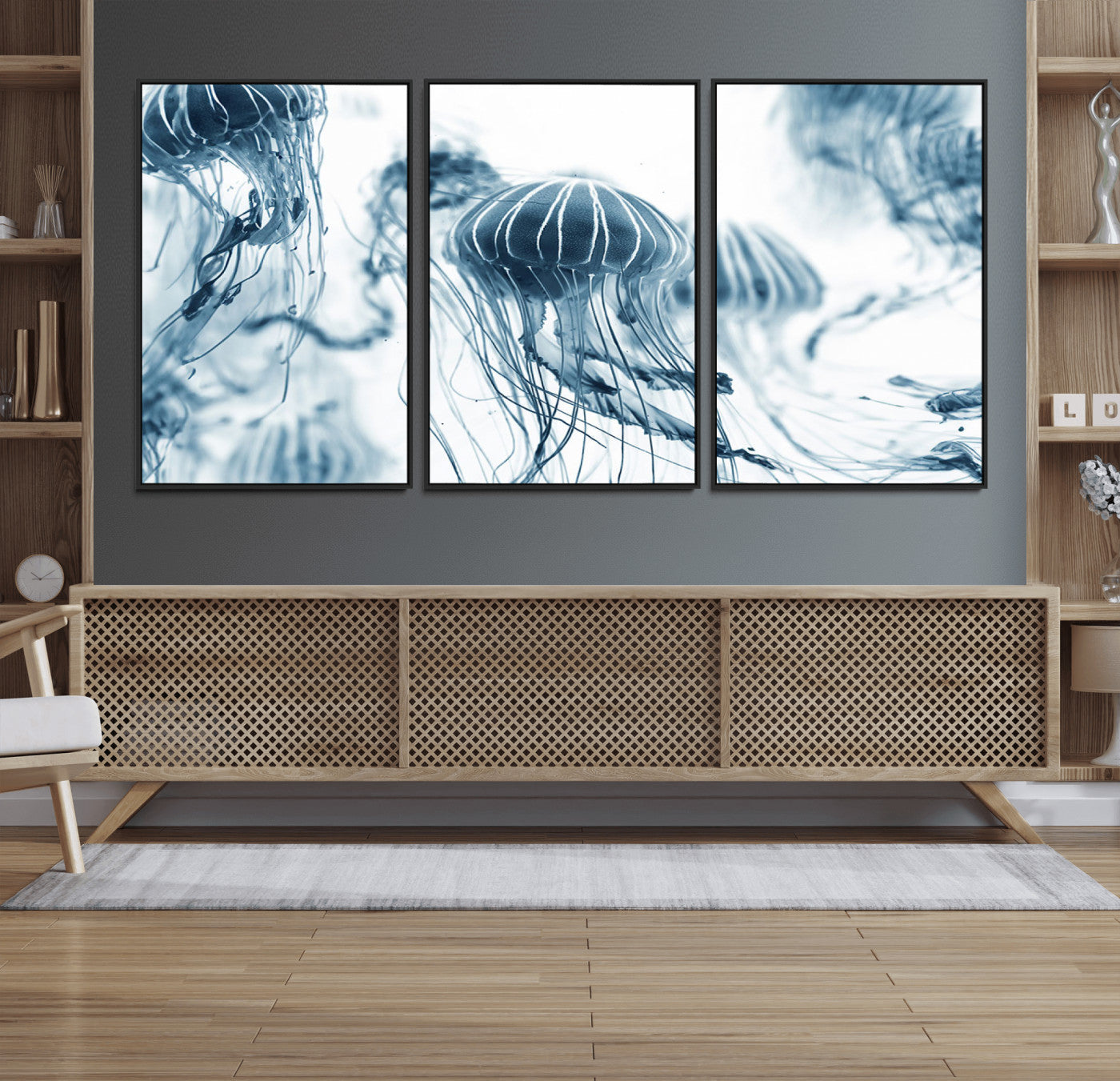15482-MGV-FC-60X30-3P_Black-Abstract Jellyfish Canvas Print Wall Art