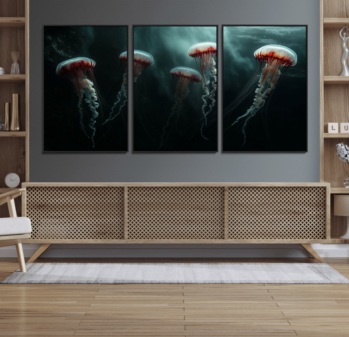59728-MGV-FC-60X30-3P_Black-Abstract Jellyfish Wall Art Canvas Print