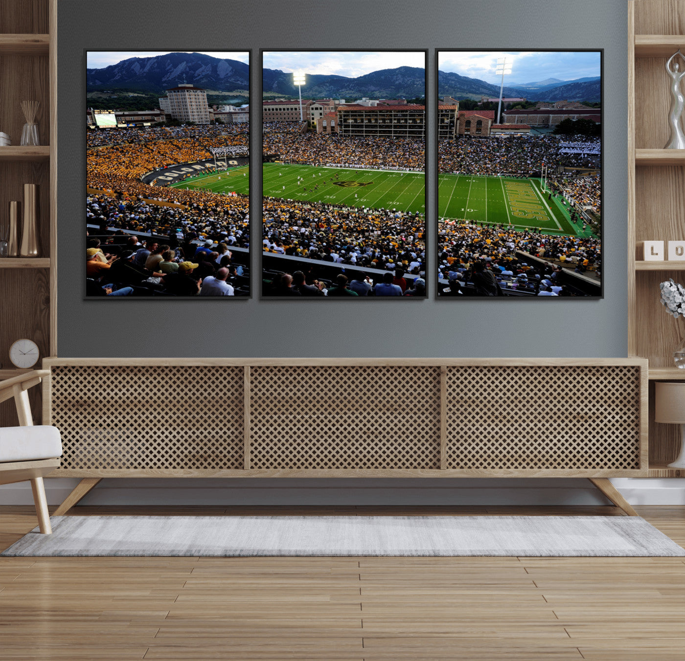 60552-MGV-FC-60X30-3P_Black-Folsom Field - University of Colorado Buffaloes Football Stadium Wall Art | Ready to Hang and Framed