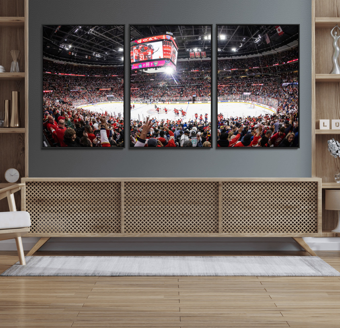 15750-MGV-FC-60X30-3P_Black-Amerant Bank Arena Wall Art Canvas Print - Basketball Arena Stadium Print