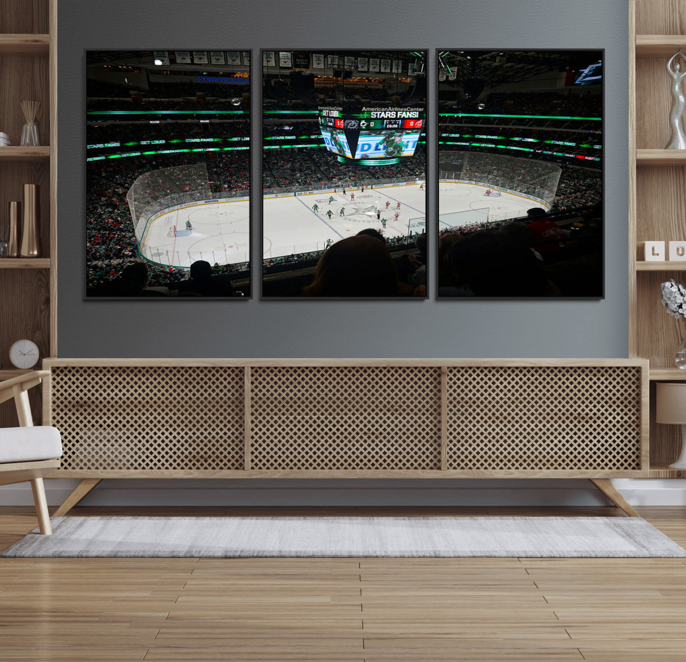 13876-MGV-FC-60X30-3P_Black-American Airlines Center Dallas Stars Wall Art Canvas Print - Dallas Hockey Arena Stadium Print