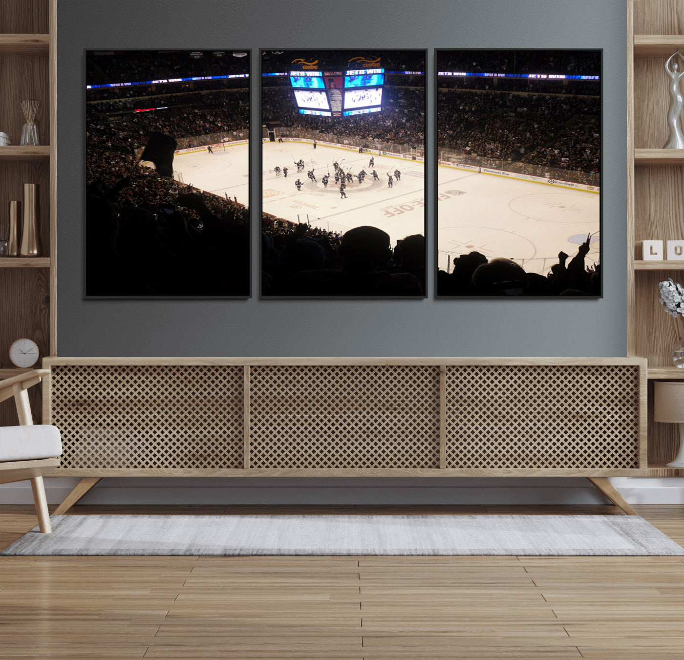 22497-MGV-FC-60X30-3P_Black-Canada Life Centre Wall Art | Winnipeg Jets Hockey Team Print Canvas | Ready to Hang | Winnipeg Wall