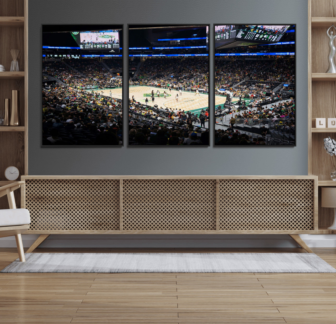 19115-MGV-FC-60X30-3P_Black-Climate Pledge Arena | Washington Seattle Kraken Hockey Stadium Wall Art | Canvas Print | Ready to