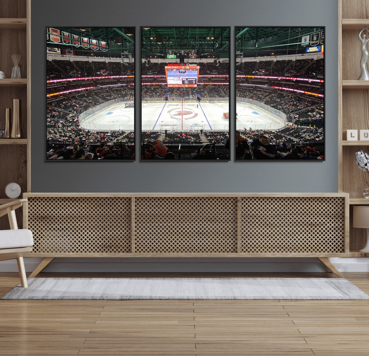 67106-MGV-FC-60X30-3P_Black-Honda Center California Anaheim Ducks Ice Hockey Stadium Canvas Print Wall Art