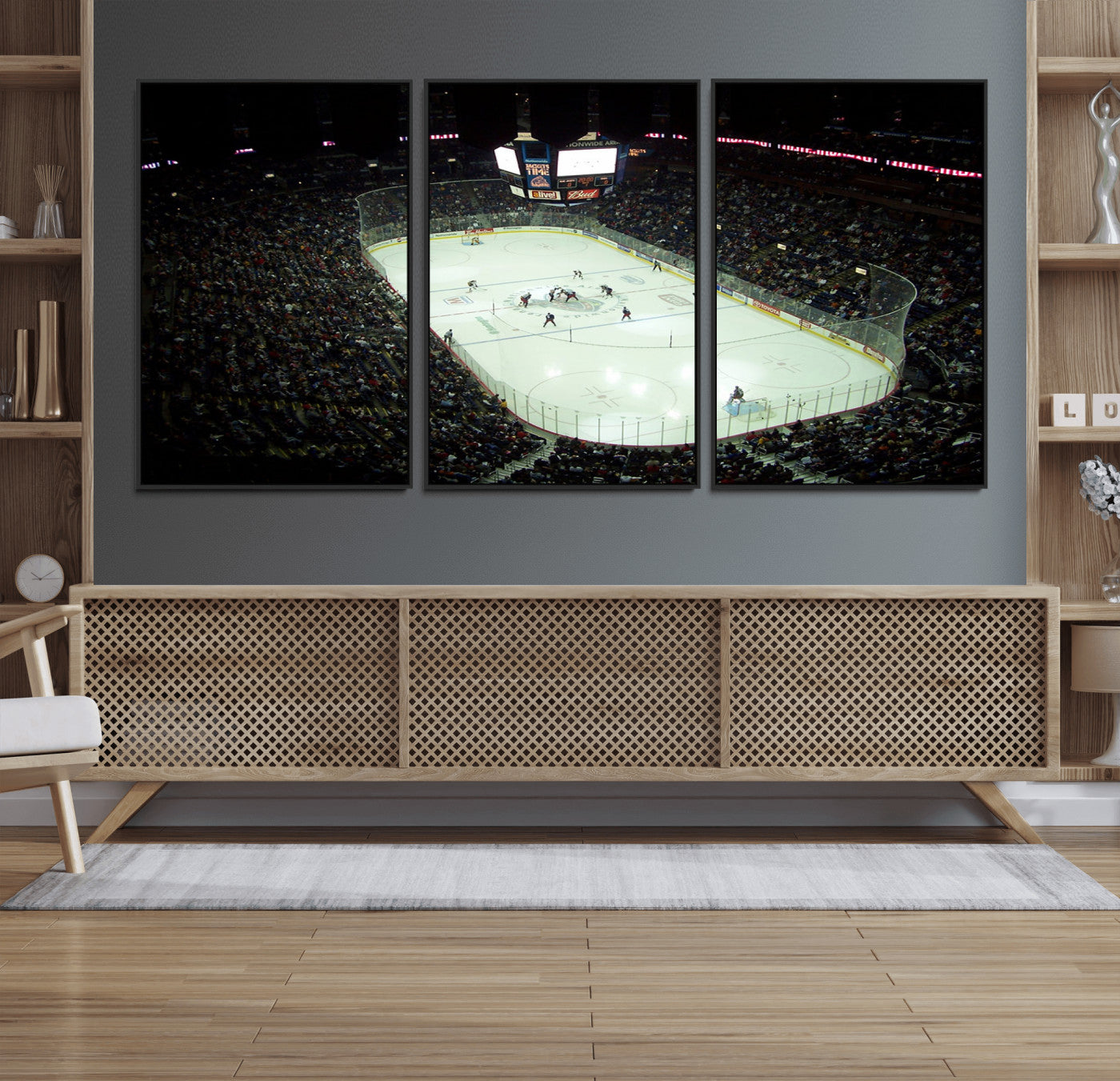 38823-MGV-FC-60X30-3P_Black-Nationwide Arena Ohio Columbus Blue Jackets Hockey Stadium Canvas Print Wall Art