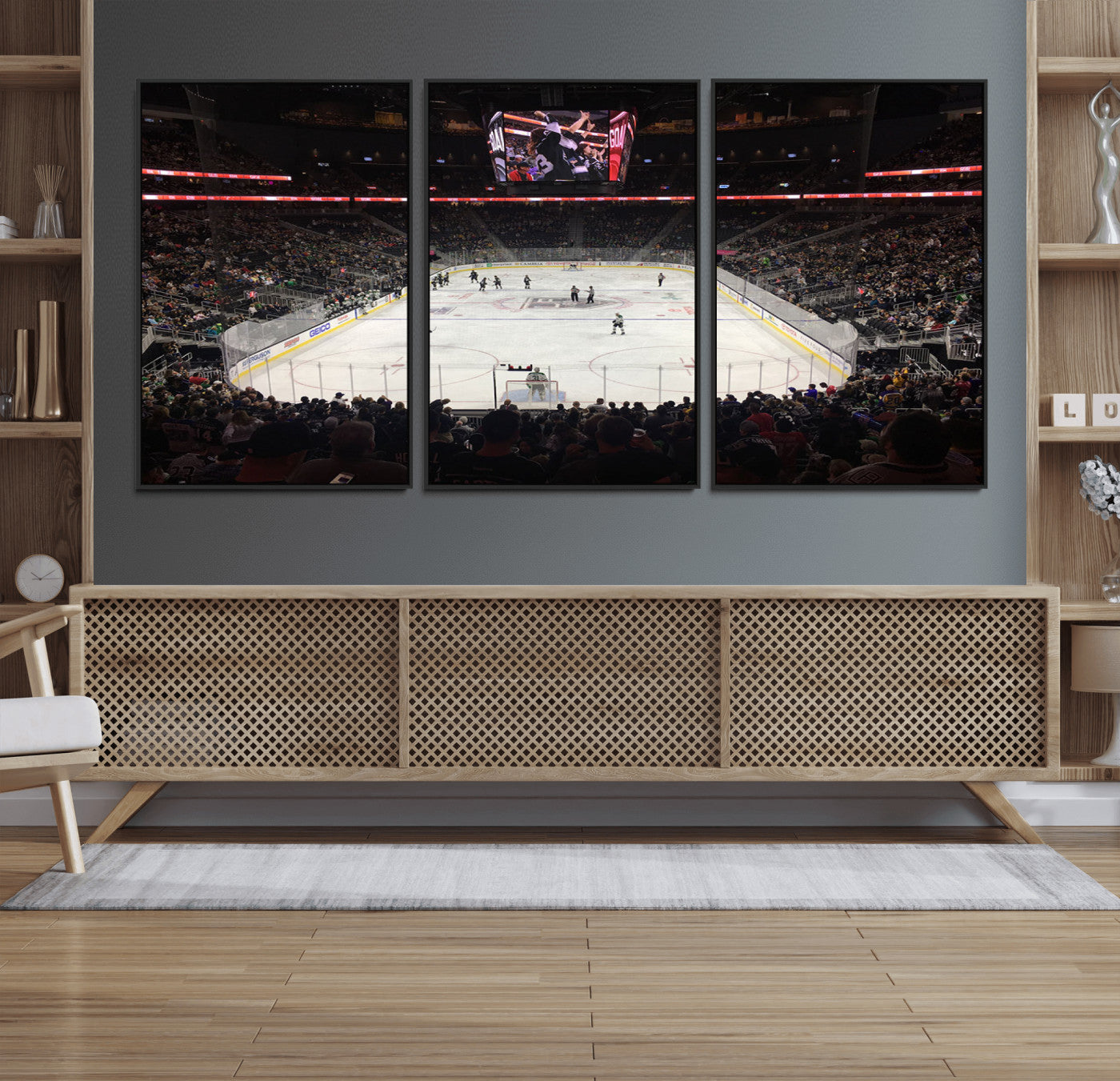 14802-MGV-FC-60X30-3P_Black-T Mobile Arena Paradise Nevada Vegas Golden Knights Ice Hockey Stadium Canvas Print Wall Art