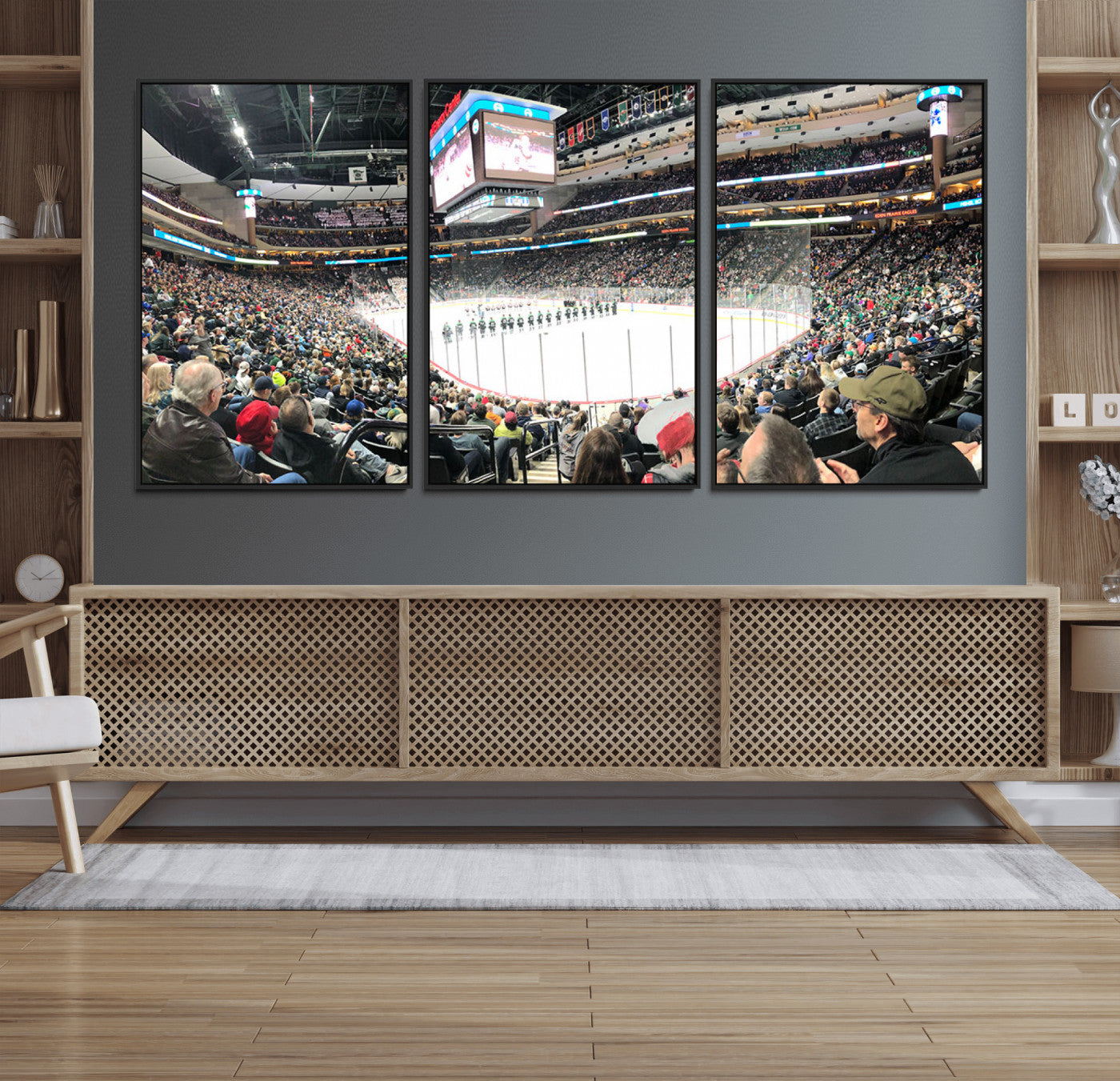 44414-MGV-FC-60X30-3P_Black-Xcel Energy Center St Paul Minnesota Wild Ice Hockey Stadium Canvas, Minnesota Wild Ice Hockey
