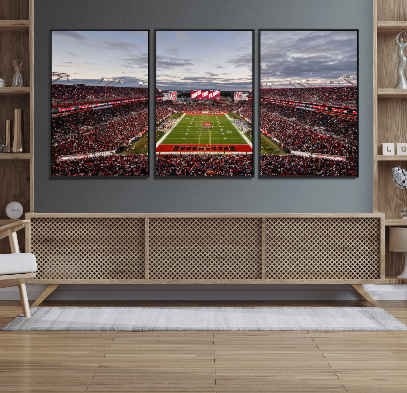 35698-MGV-FC-60X30-3P_Black-Florida Tampa Raymond James Stadium Wall Art Canvas Print - NFL Football Stadium Print Canvas