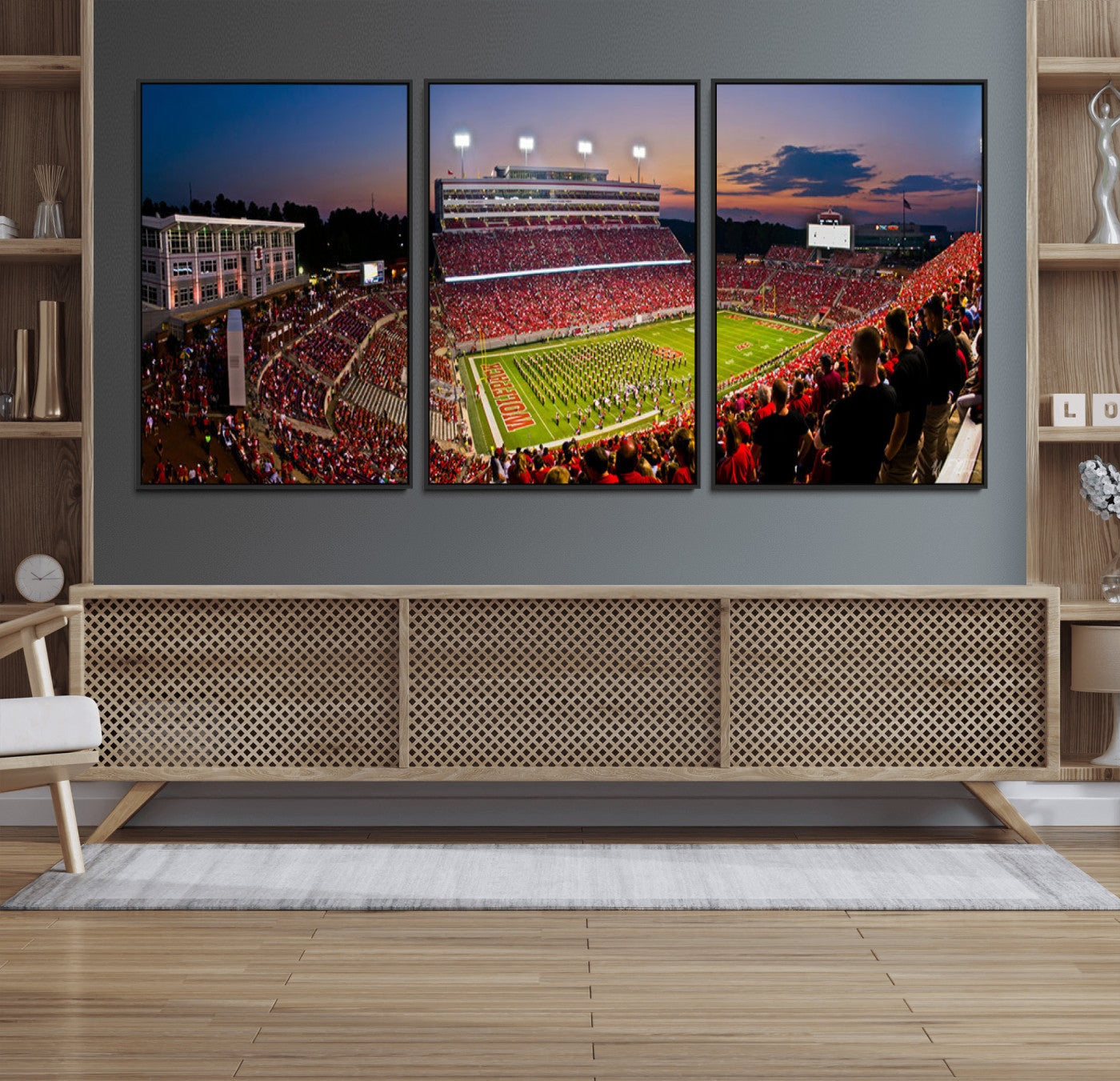 MGV-FC-60X30-3P - NC State Wolfpack Football Team Print - Raleigh Carter-Finley Stadium Wall Art Canvas Print