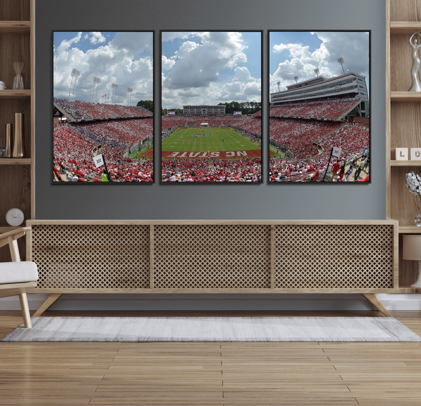 30640-MGV-FC-60X30-3P_Black-NC State Wolfpack Football Team Print Canvas- Raleigh Carter-Finley Stadium Wall Art Canvas Print