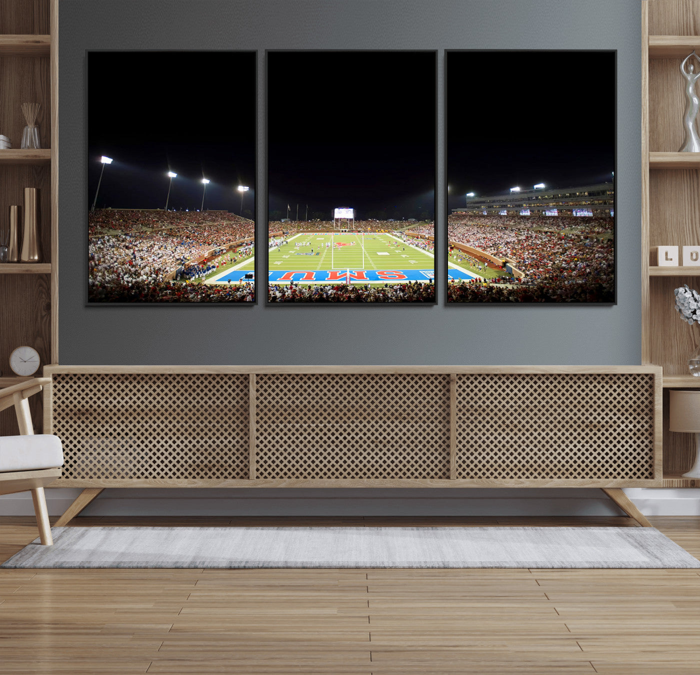 MGV-FC-60X30-3P - SMU Mustangs Football Team Print - Dallas Gerald J. Ford Stadium Wall Art Canvas Print