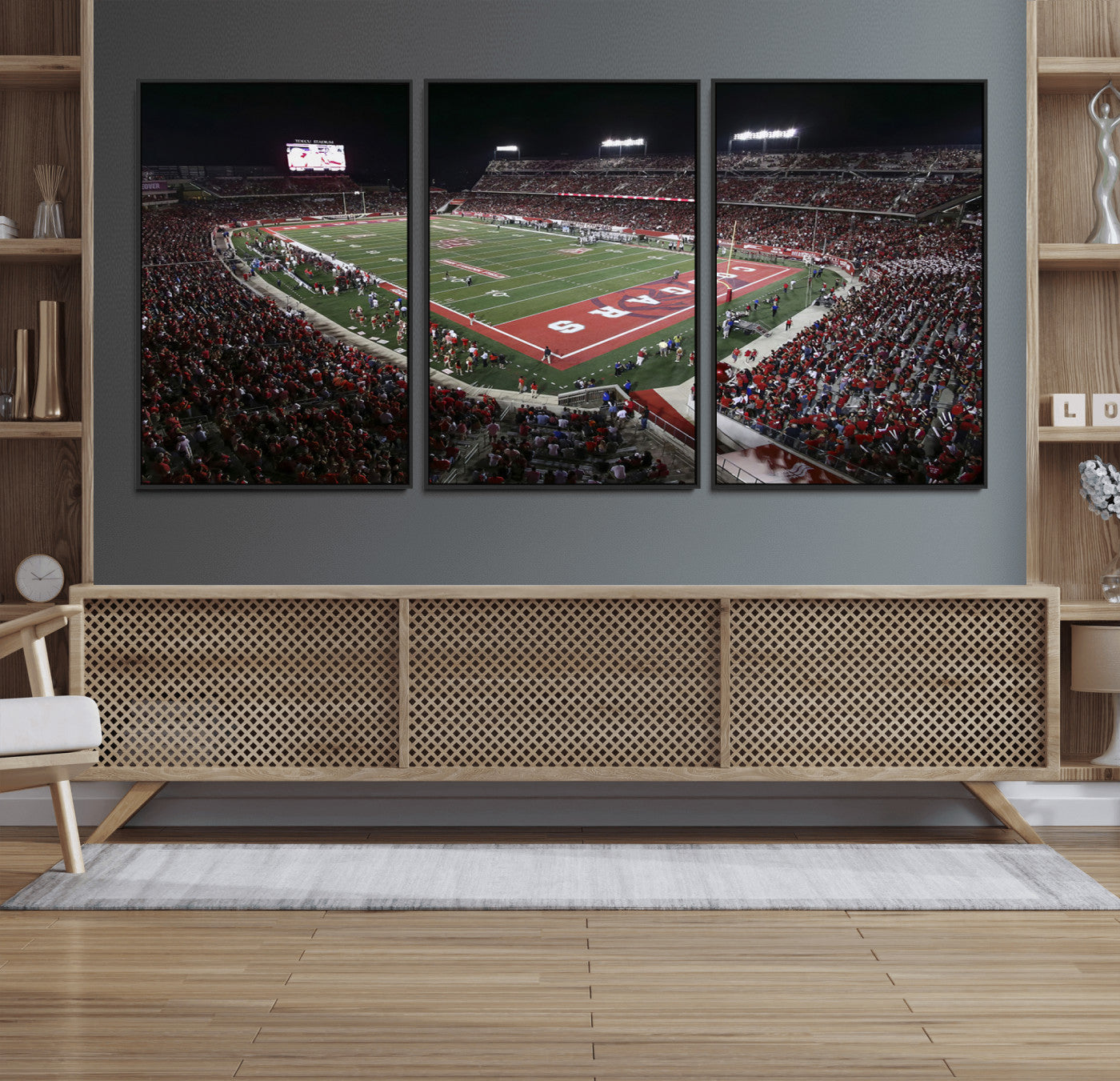 94207-MGV-FC-60X30-3P_Black-Houston Cougars Football Team Print - Houston TDECU Stadium Wall Art Canvas Print