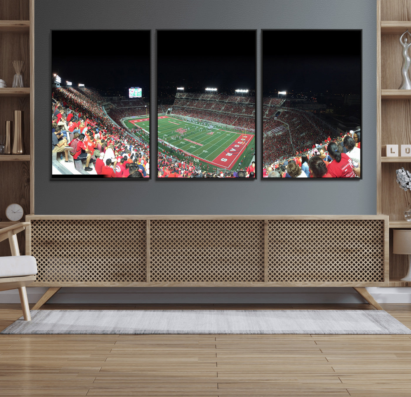 MGV-FC-60X30-3P - Houston Cougars Football Team Print - Houston TDECU Stadium Wall Art Canvas Print