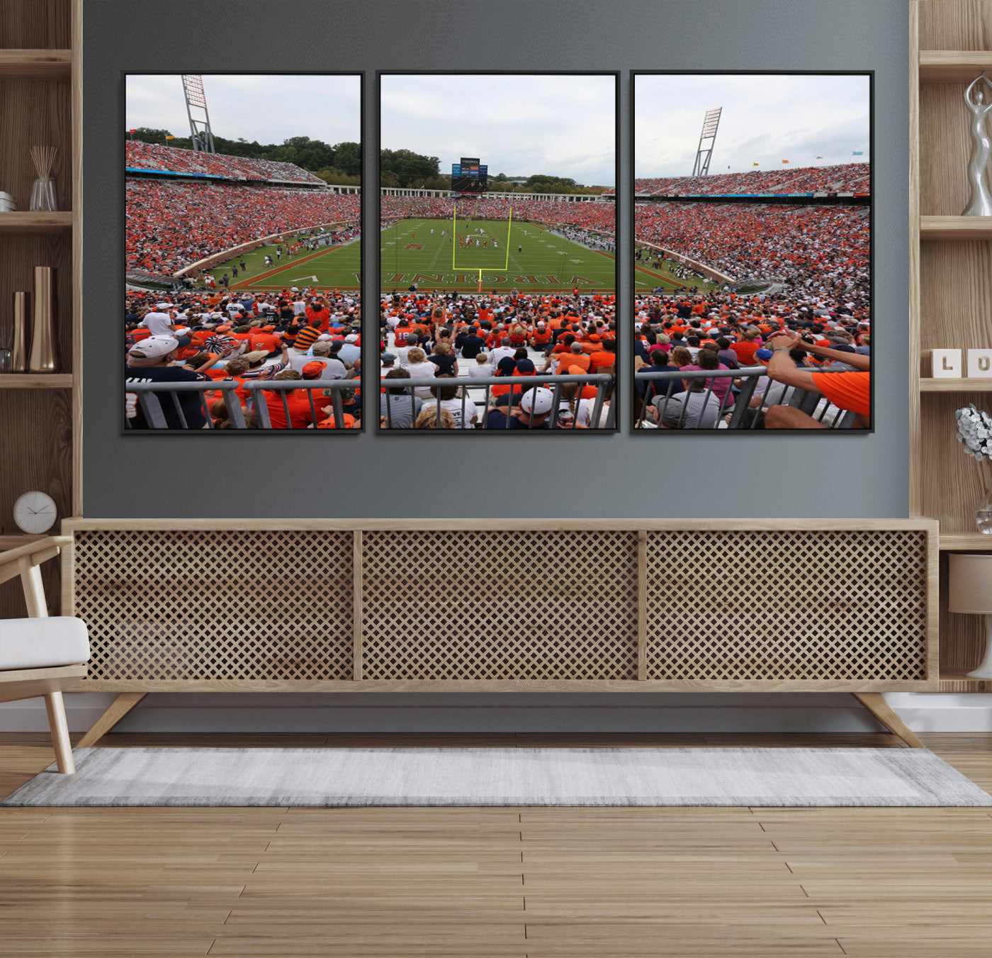 63606-MGV-CV-80X40-5P-Virginia Cavaliers Football Team Print - Charlottesville Scott Stadium Print Wall Art Canvas