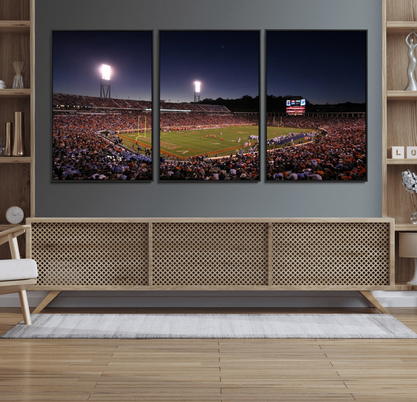 69378-MGV-FC-60X30-3P_Black-Virginia Cavaliers Football Team Print - Charlottesville Scott Stadium Canvas Print Wall Art